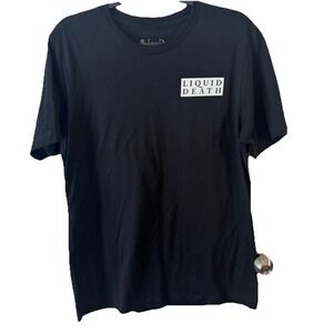 Liquid Death Men's Black T-Shirt Skull Art Graphic Logo Goth Size L